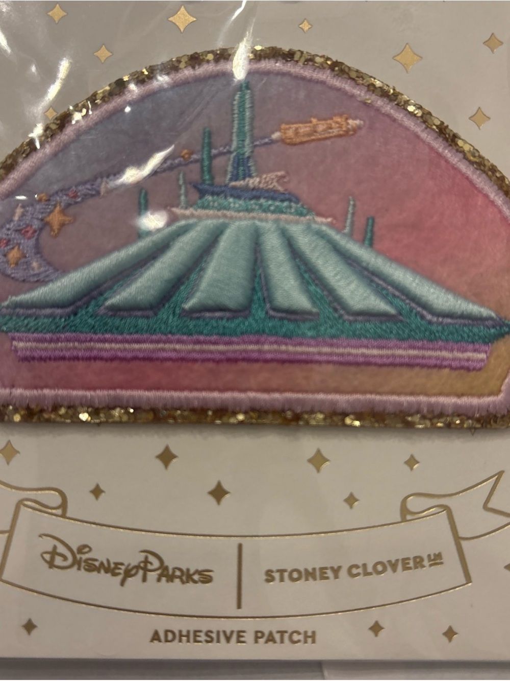 Stoney Clover Lane Pastel Pink Dumbo & Space Mountain SET of 2 Patches
